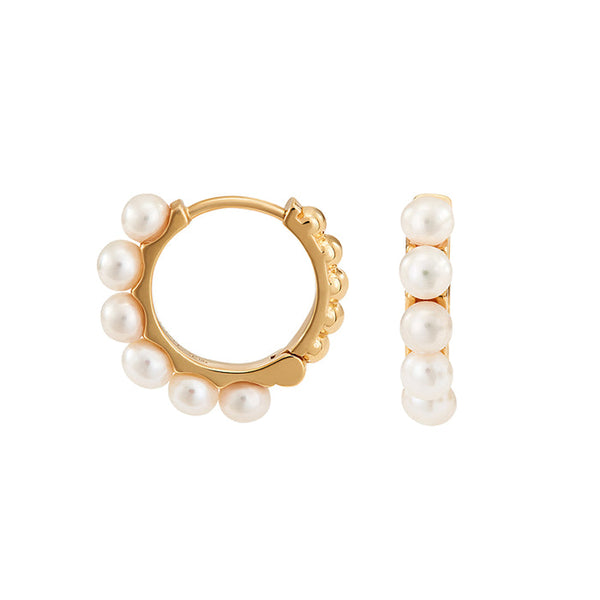 Medium Timeless Pearl Huggie Hoops