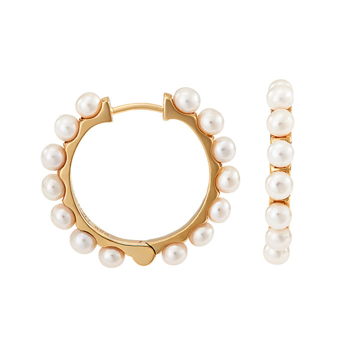 Large Timeless Pearl Huggie Hoops