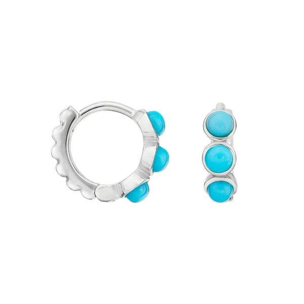 Small Azure Turquoise Huggie Hoops