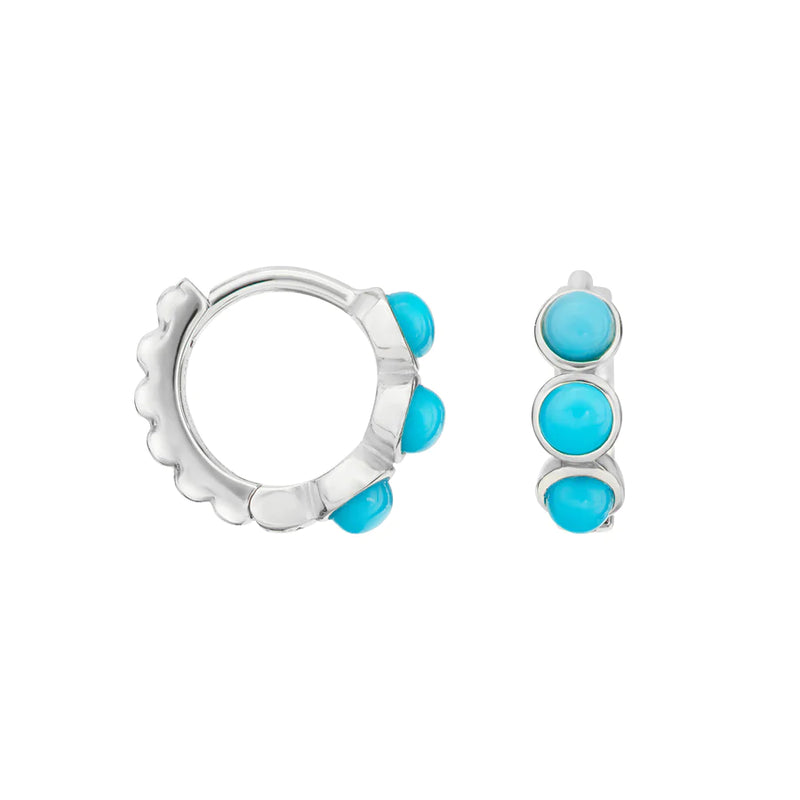 Small Azure Turquoise Huggie Hoops