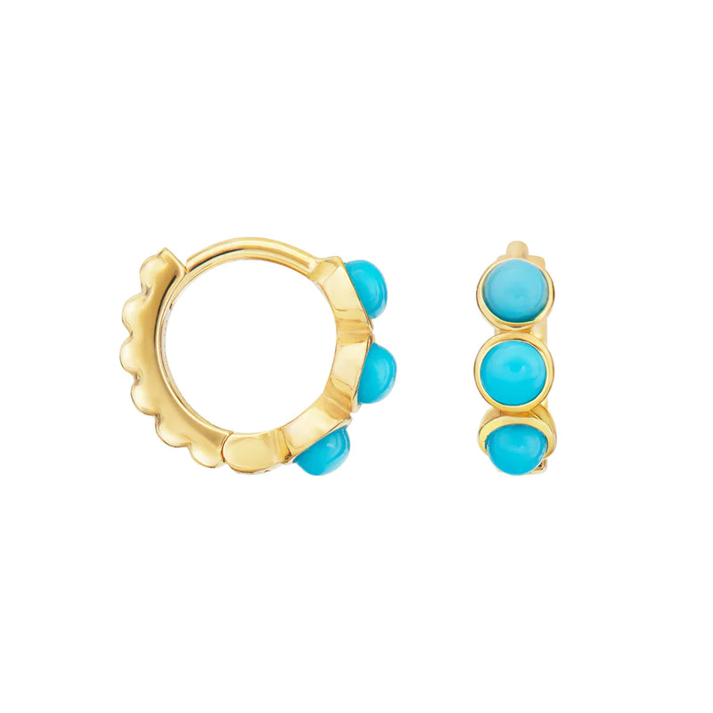 Small Azure Turquoise Huggie Hoops