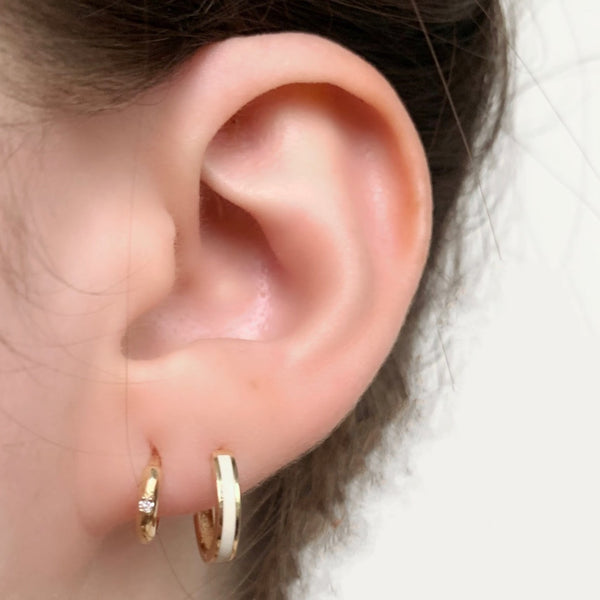 Dainty 14KT Gold Diamond Huggie Hoop Earrings