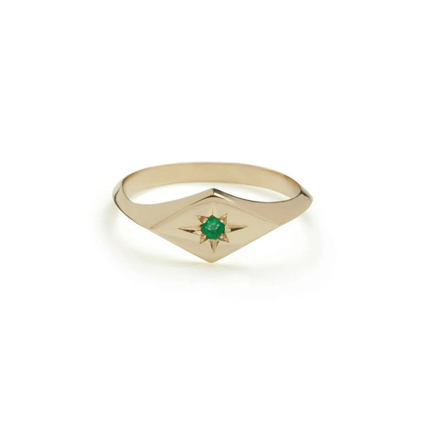 9ct Gold Emerald Kite Signet Ring