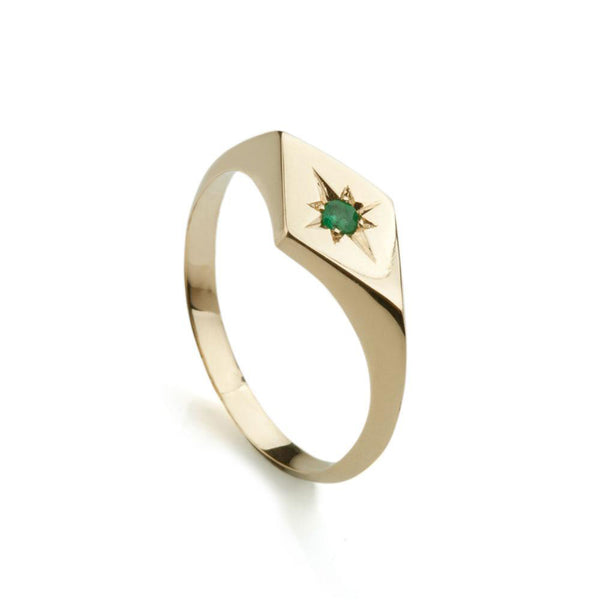 9ct Gold Emerald Kite Signet Ring
