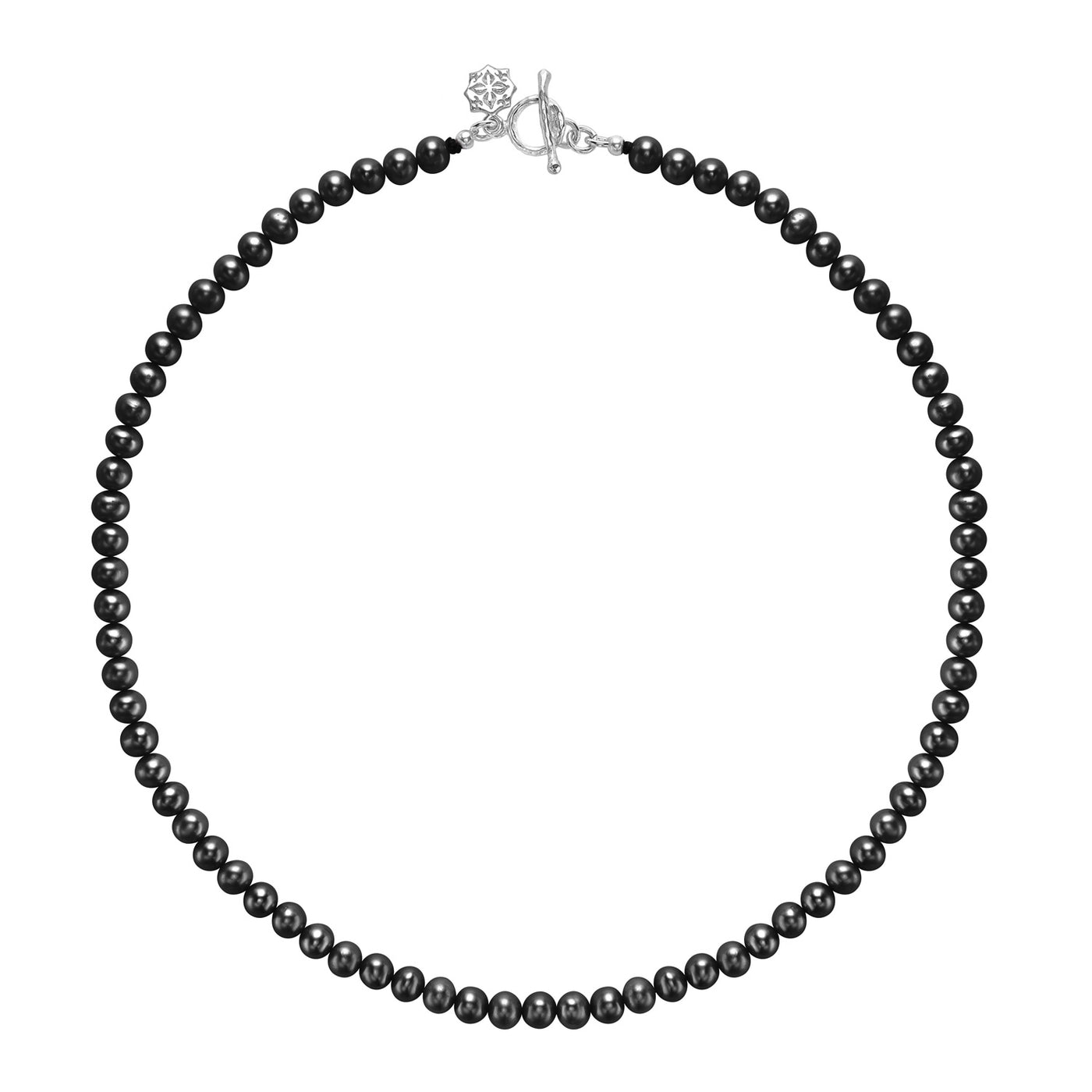 Men's Medium Black Freshwater Pearl Necklace