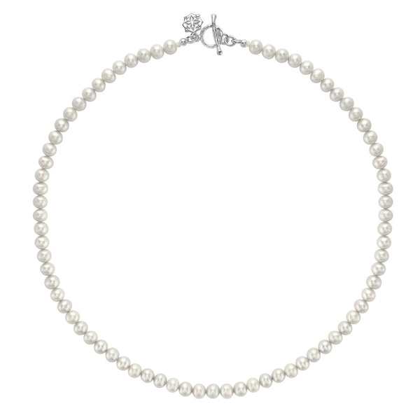 Men's Medium White Freshwater Pearl Necklace