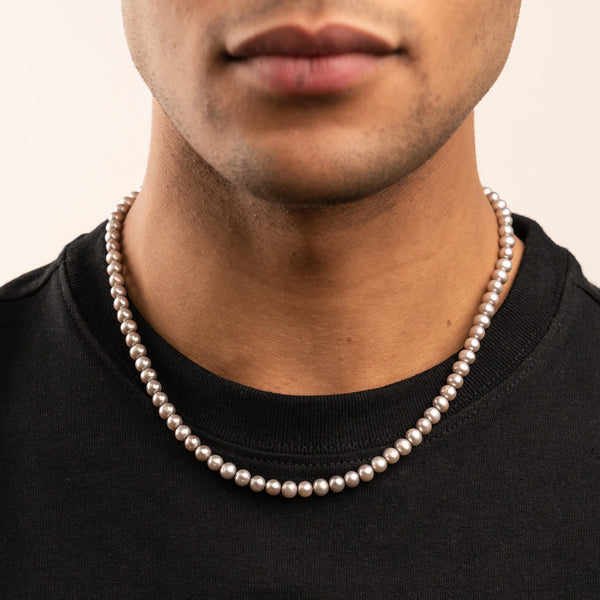Men's Medium Dove Grey Freshwater Pearl Necklace