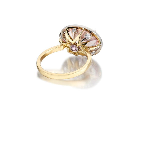 Kamuru Ring Morganite, Sapphire, Diamond and 18K Gold ring