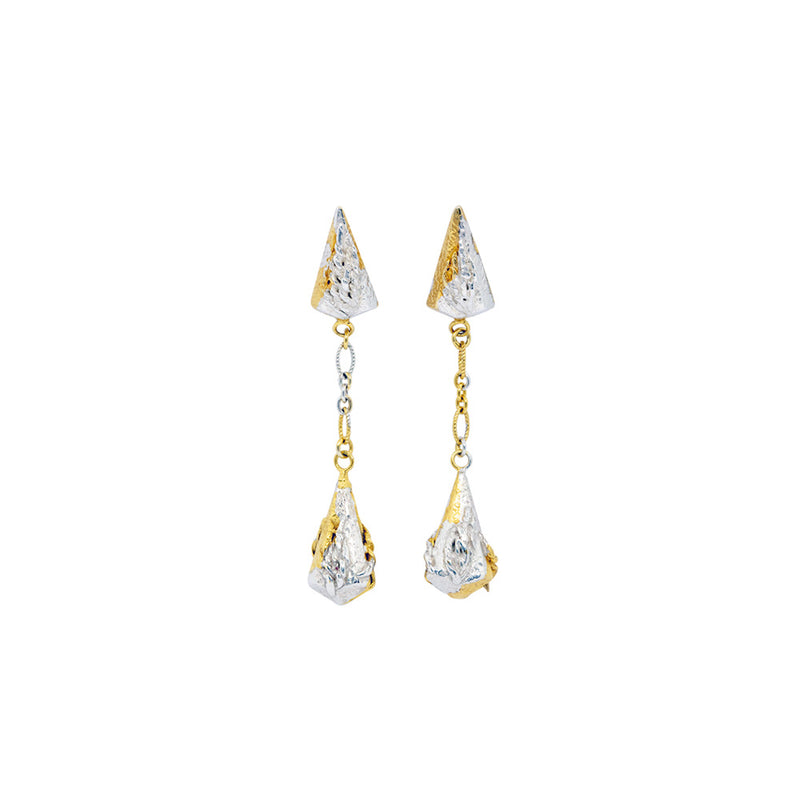 Lantern Drop Earrings with Mottled Gold