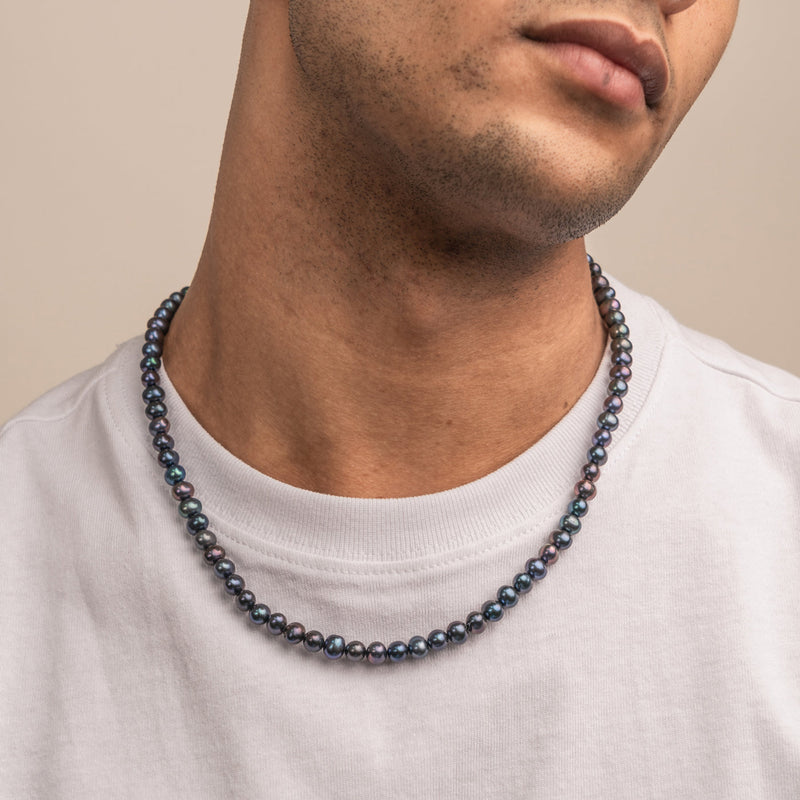 Men's Medium Peacock Freshwater Pearl Necklace