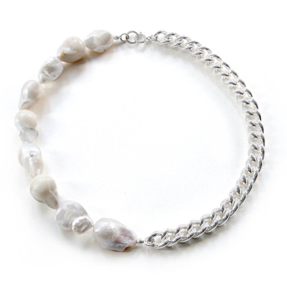 Draco Curb Chain and Baroque Pearl Necklace