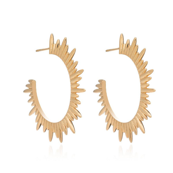 Electric Goddess Statement Hoop Earrings - Gold