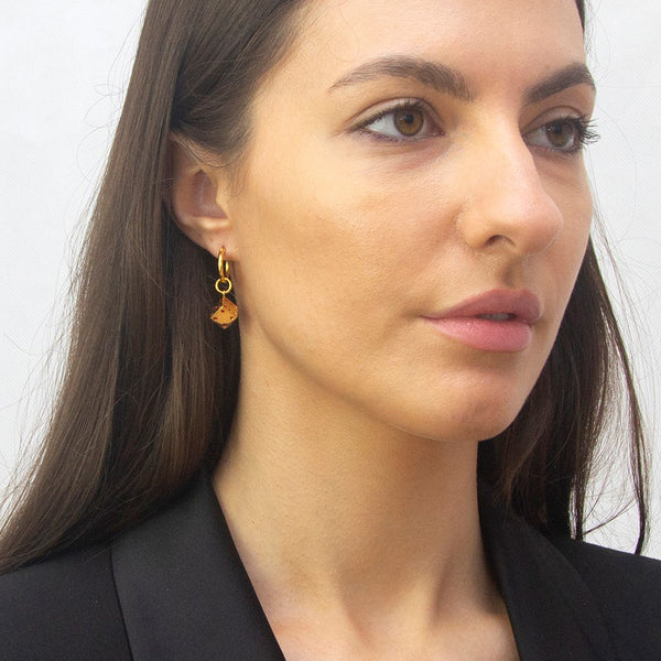 Red Enamel & Gold Plated Dice Earring