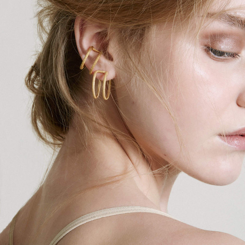 Maxilla Yellow Gold Double Hoop Earrings