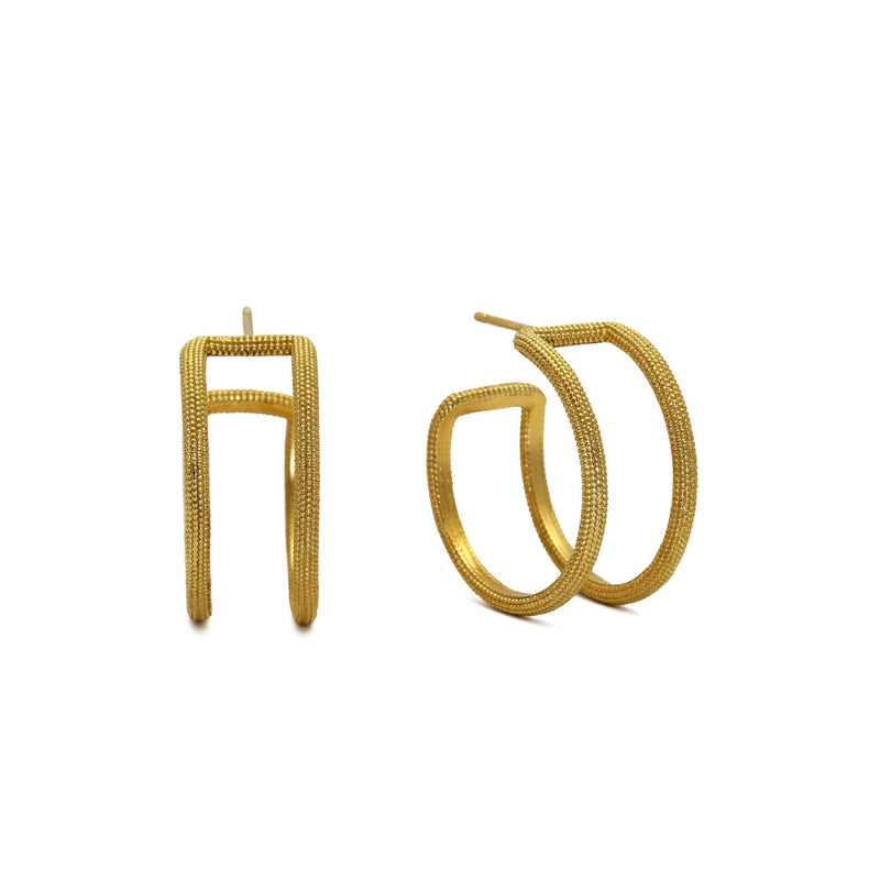 Maxilla Yellow Gold Double Hoop Earrings