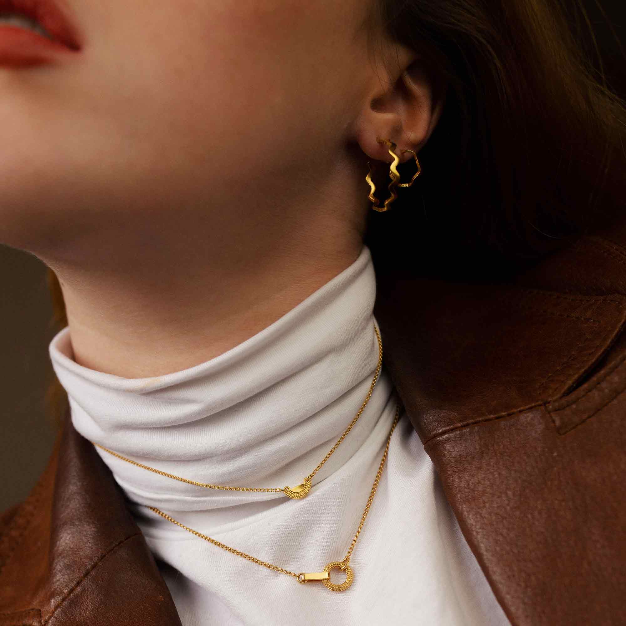 Tiny Villa Yellow Gold Hoop Earrings