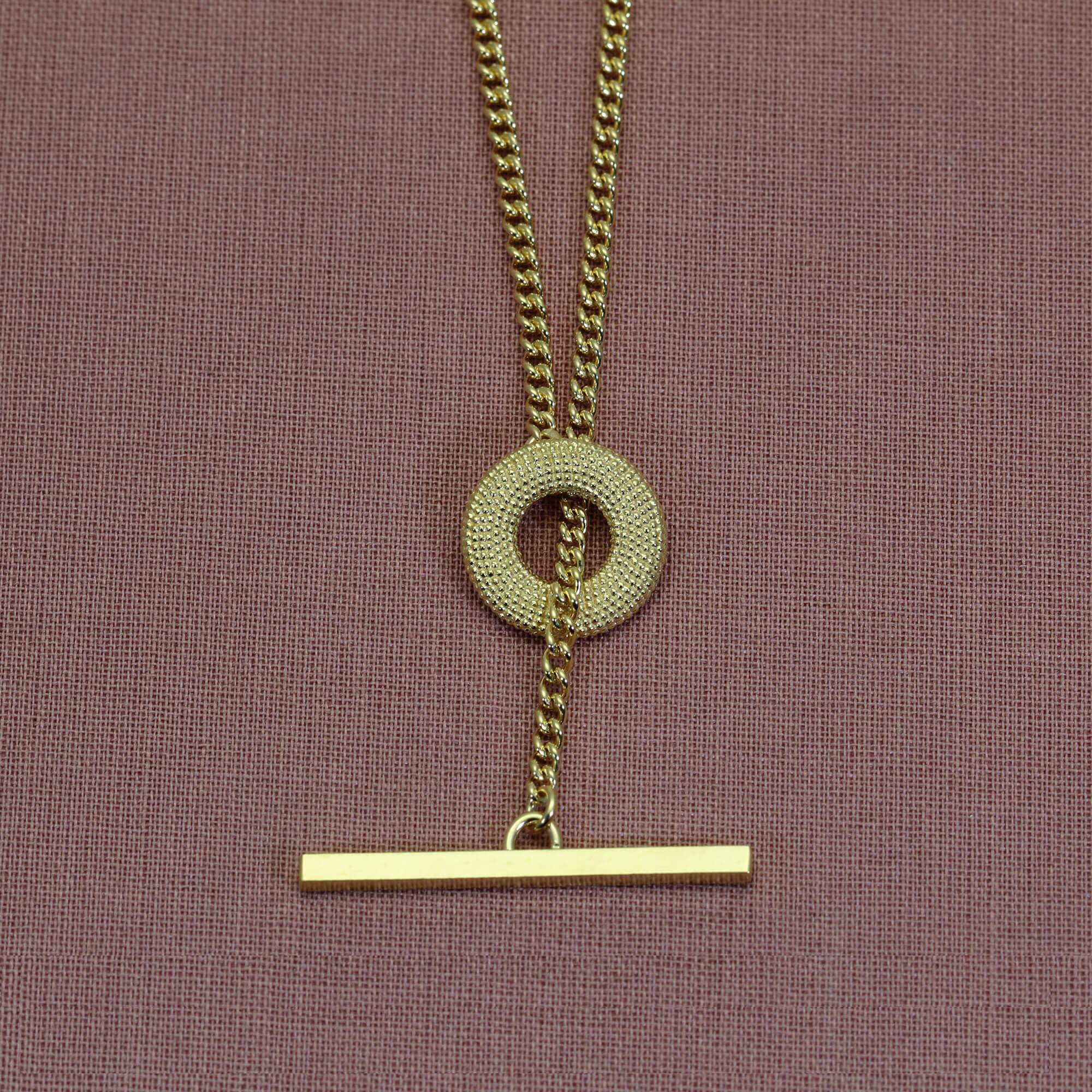 Weol Yellow Gold T-bar Necklace