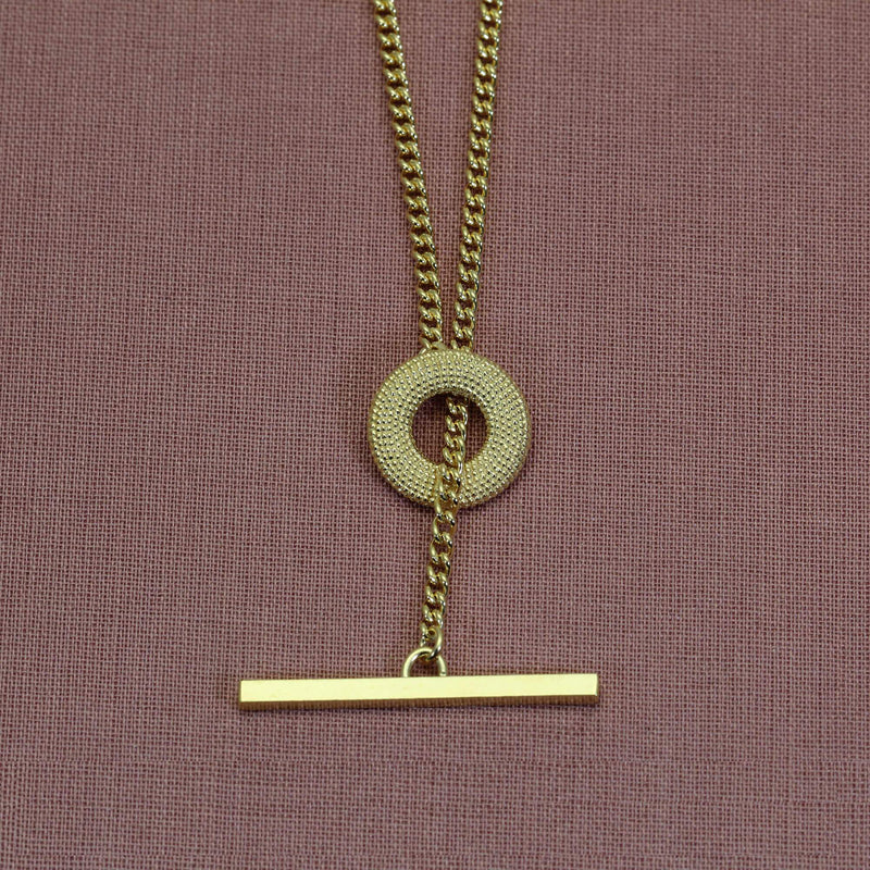 Weol Yellow Gold T-bar Necklace