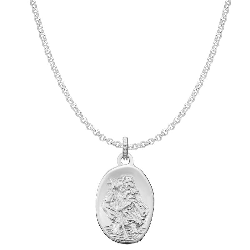 Men's Engravable St. Christopher Story Necklace