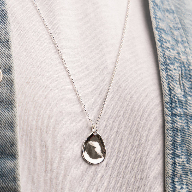 Men's Engravable Large Pebble Pendant