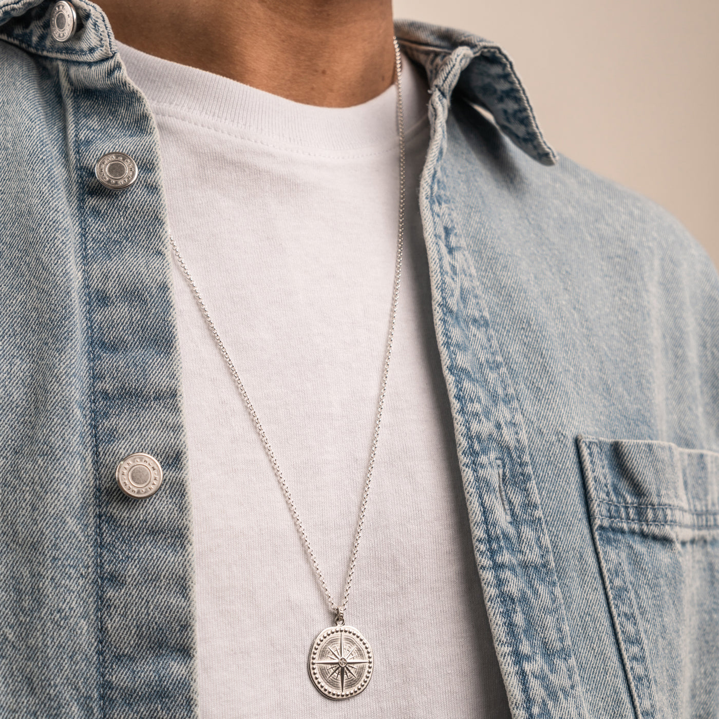 Men's Engravable Diamond True North Necklace