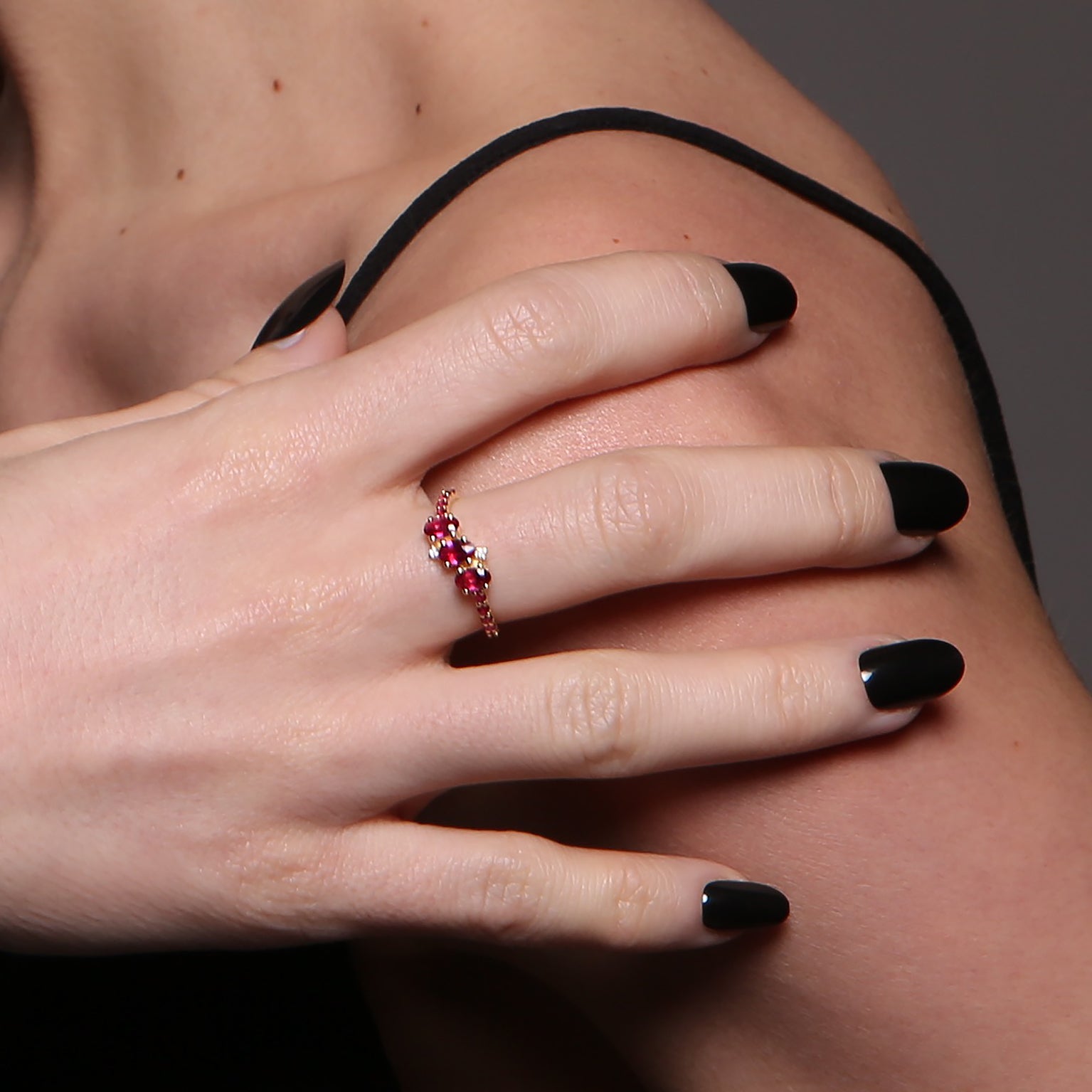 18ct Gold Seraphina Trio Ruby Ring