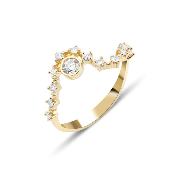 18ct Gold Sonia Wave Diamond Ring
