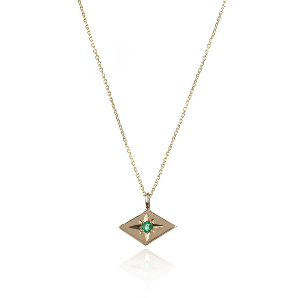 9ct Gold Star Necklace with Emerald