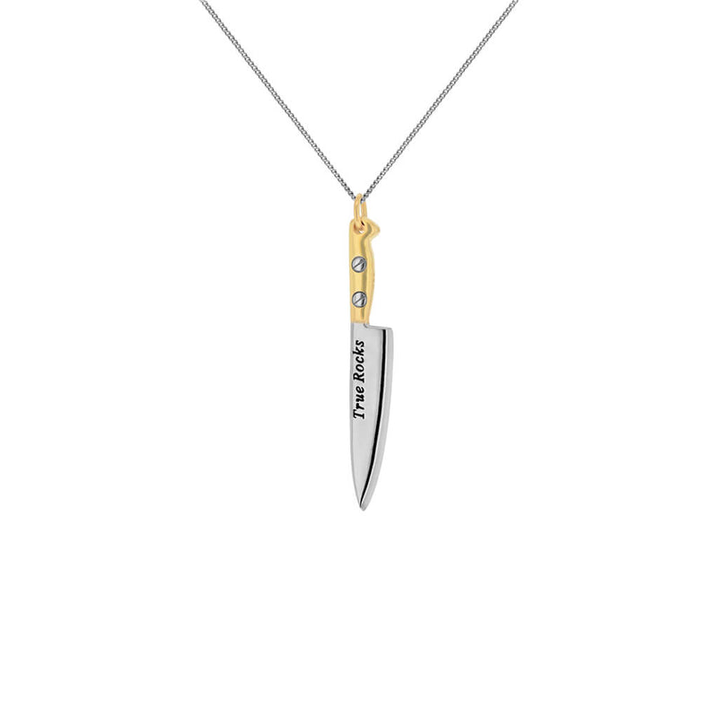 2 Tone Silver and Gold Mini Knife Pendant