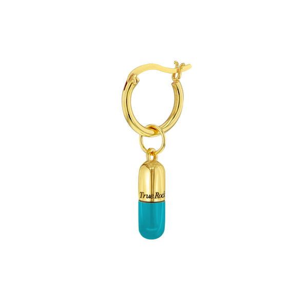 Pill Hoop Earring with Turquoise Enamel