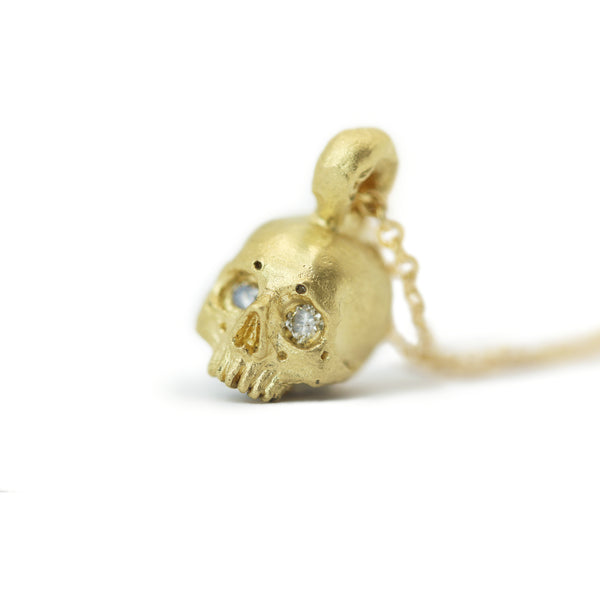 14ct Gold "Forevermore" Diamonds Skull Necklace