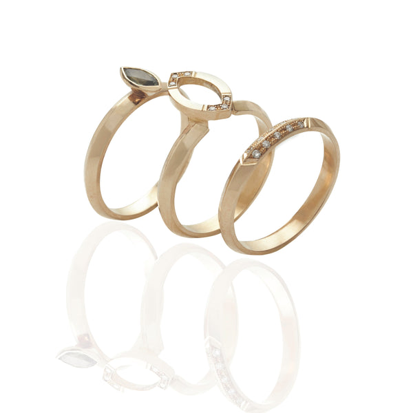 9kt Gold Grace Embrace & Halo Marquise Diamond Ring set