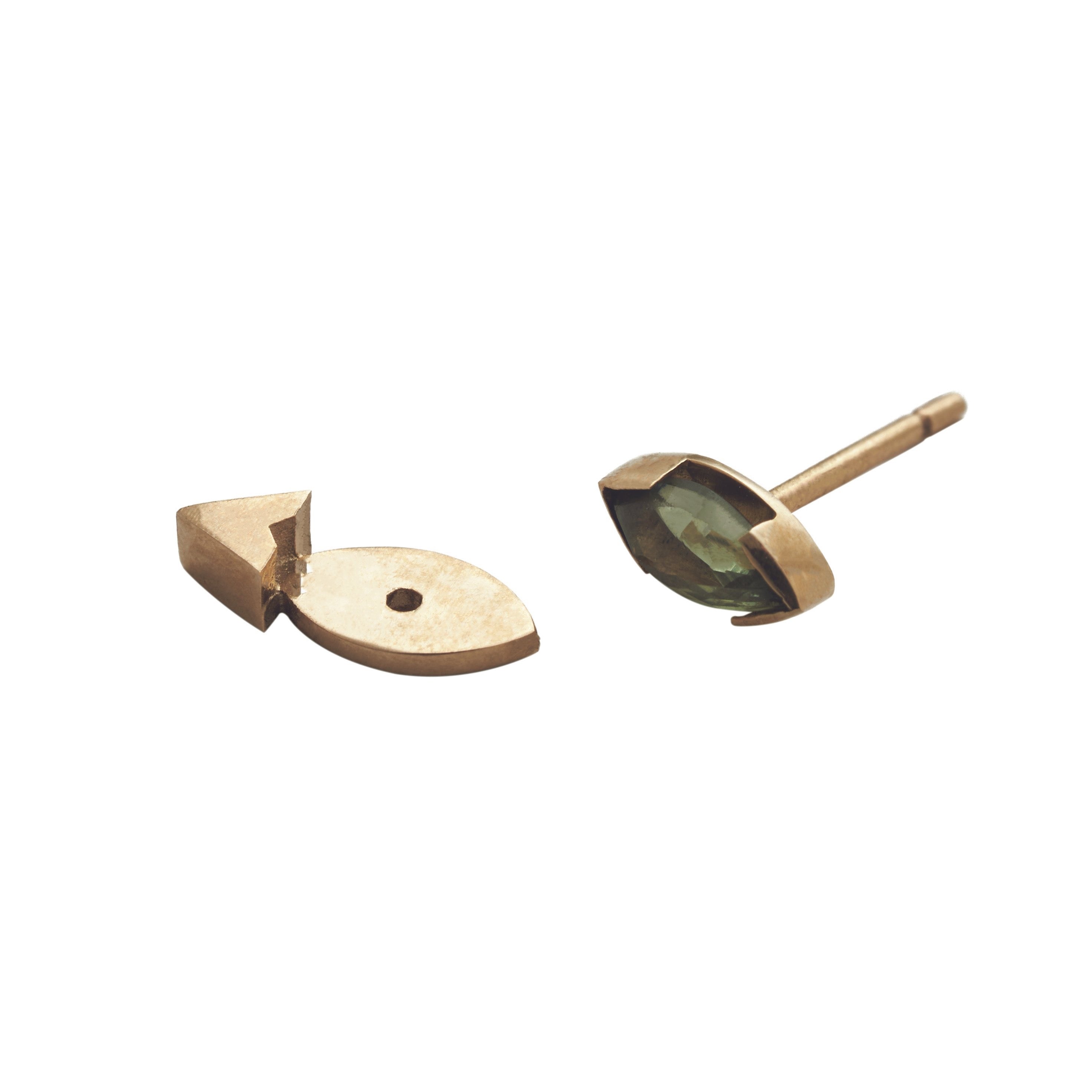 9kt Gold Single Point Stud Set with Tourmaline