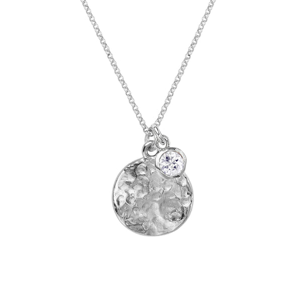 Men's Disc & 5mm White Topaz Array Pendant