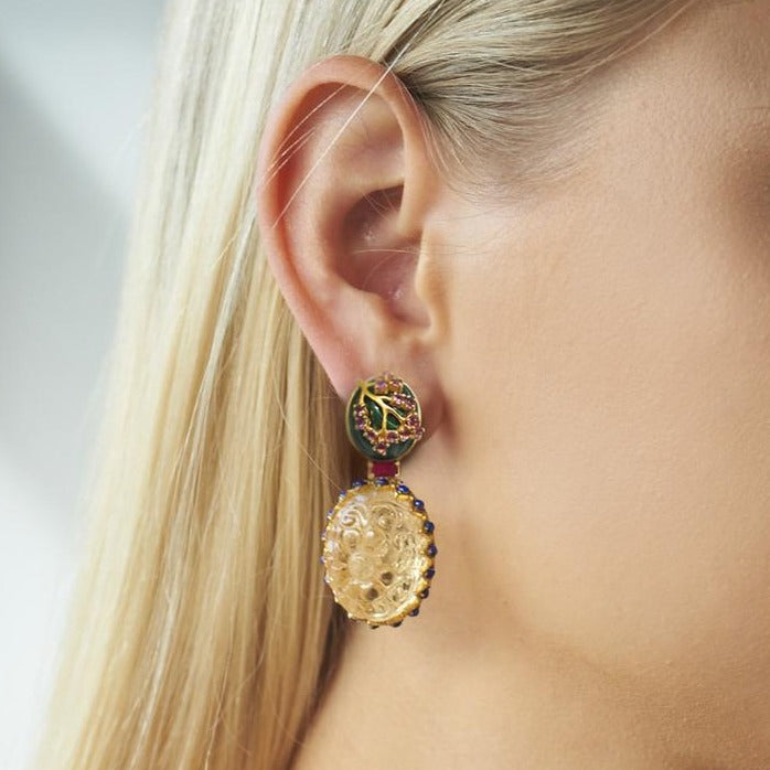 Malachite and Citrine Drop Earrings