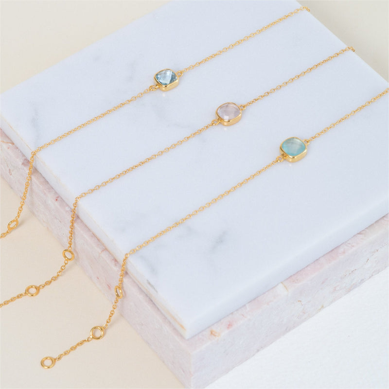 Brooklyn Aqua Chalcedony & Gold Vermeil Bracelet