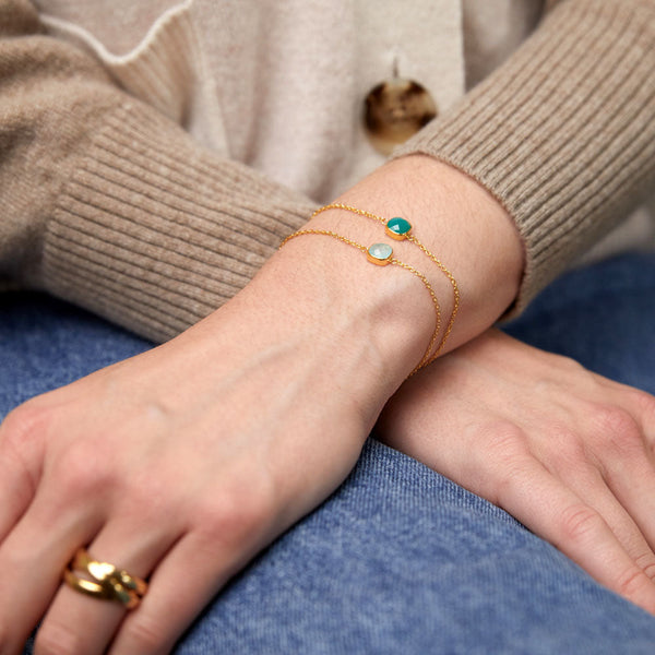 Brooklyn Aqua Chalcedony & Gold Vermeil Bracelet