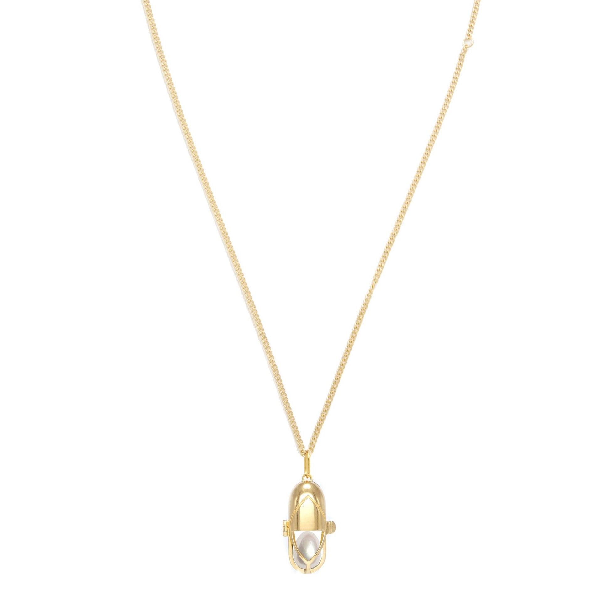 Capsule Pearl Pendant Gold