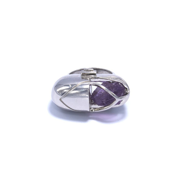 Capsule Crystal Ring Silver Amethyst