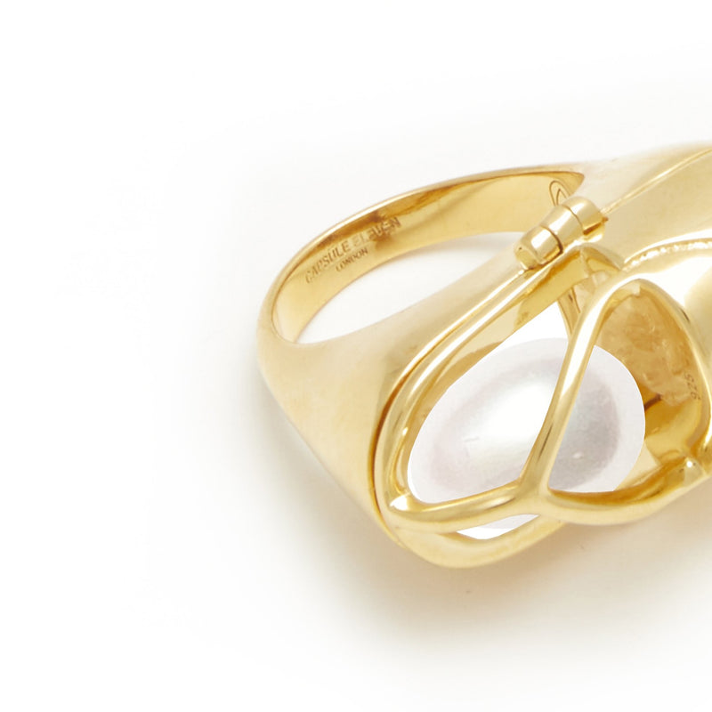Capsule Pearl Ring Gold