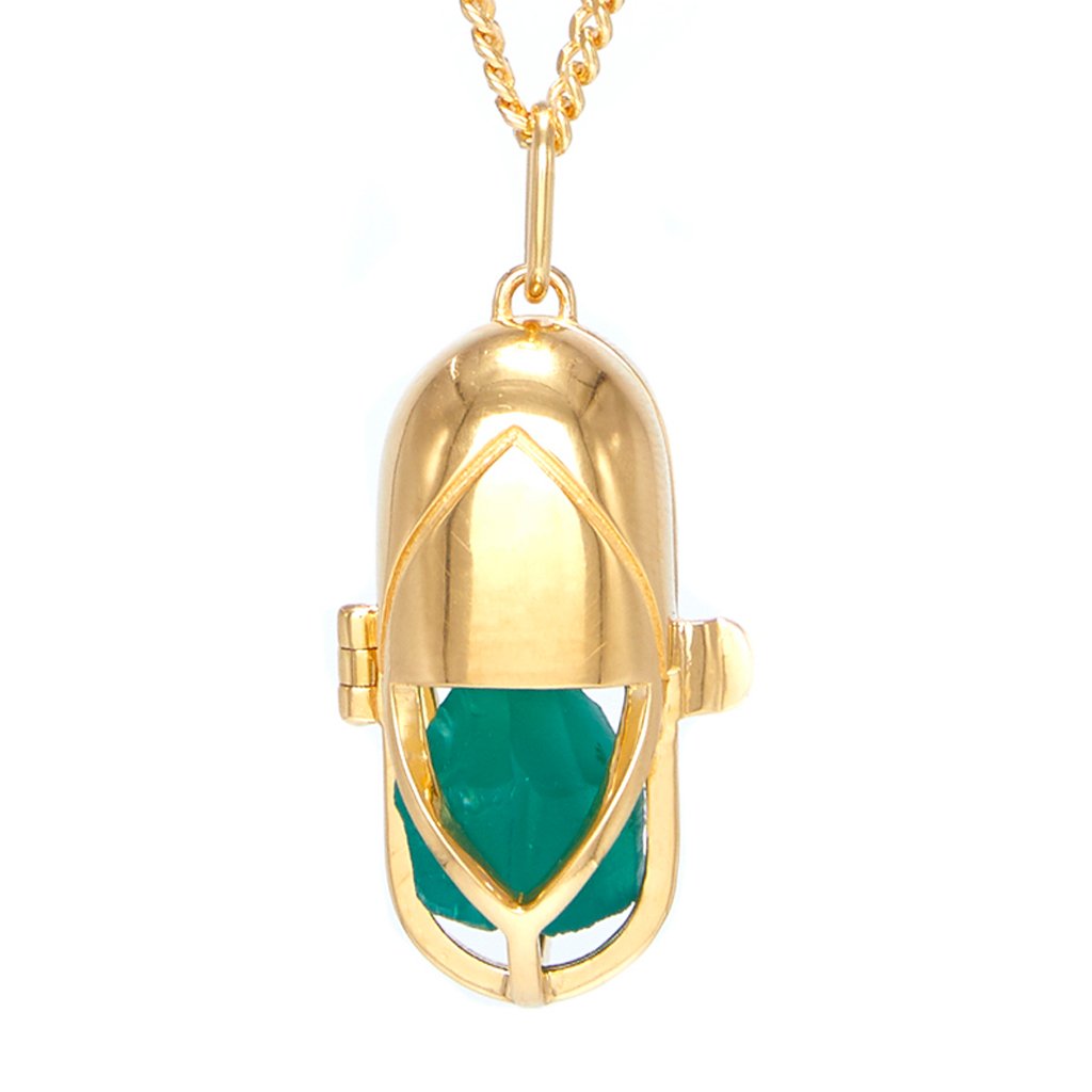 Capsule Crystal Pendant Gold