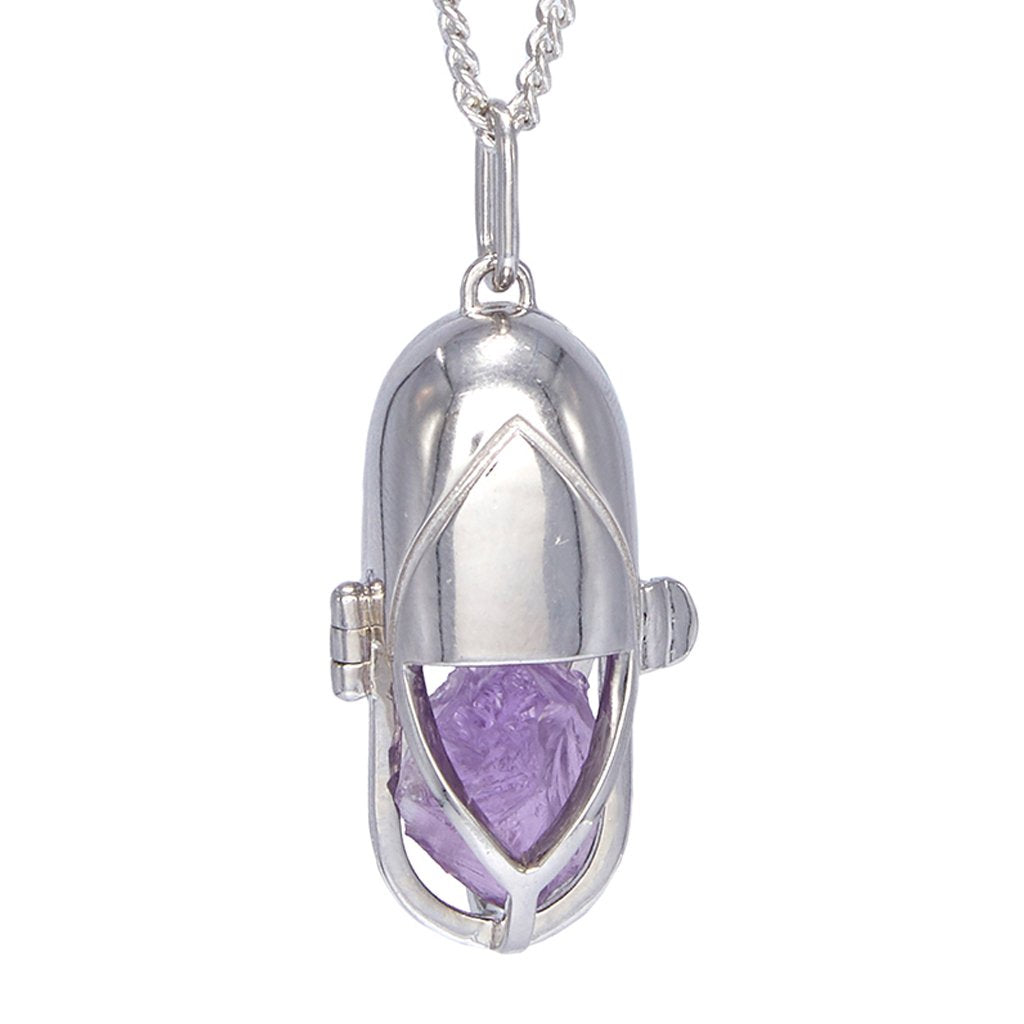 Capsule Crystal Pendant Silver