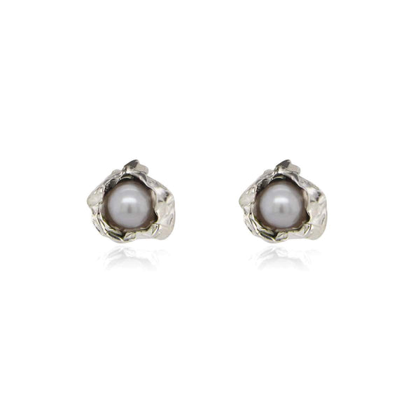 Silver Pearl Crush Silver studs