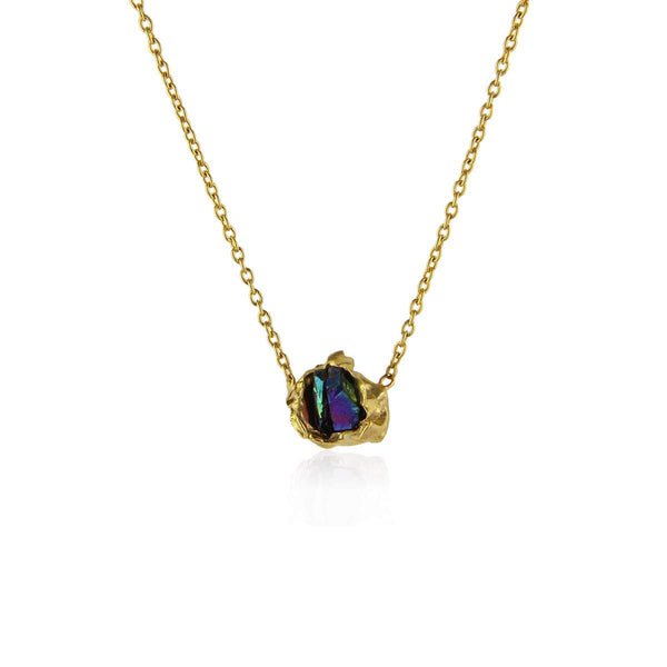 Titanium Quartz Crush Gold Necklace