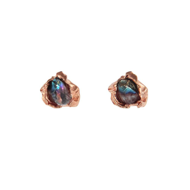 Titanium Quartz Crush Rose Gold studs