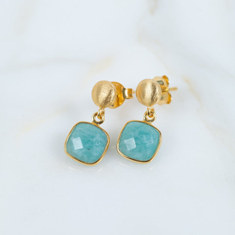 Earrings - Iseo Amazonite & Gold Vermeil Earrings