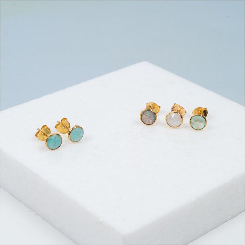 Earrings - Savanne Gold Vermeil & Amazonite Stud Earrings