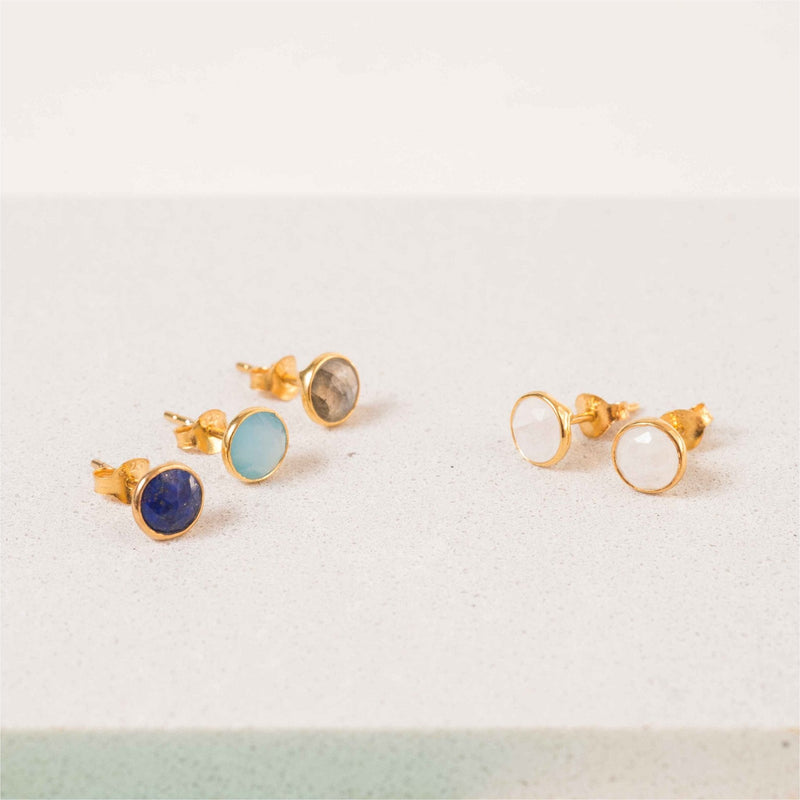 Earrings - Savanne Gold Vermeil & Moonstone Stud Earrings