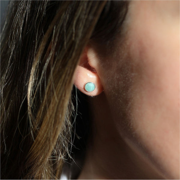 Earrings - Savanne Sterling Silver & Amazonite Stud Earrings