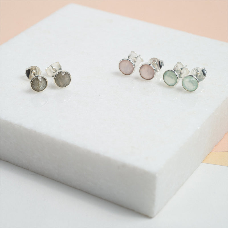 Earrings - Savanne Sterling Silver & Labradorite Stud Earrings